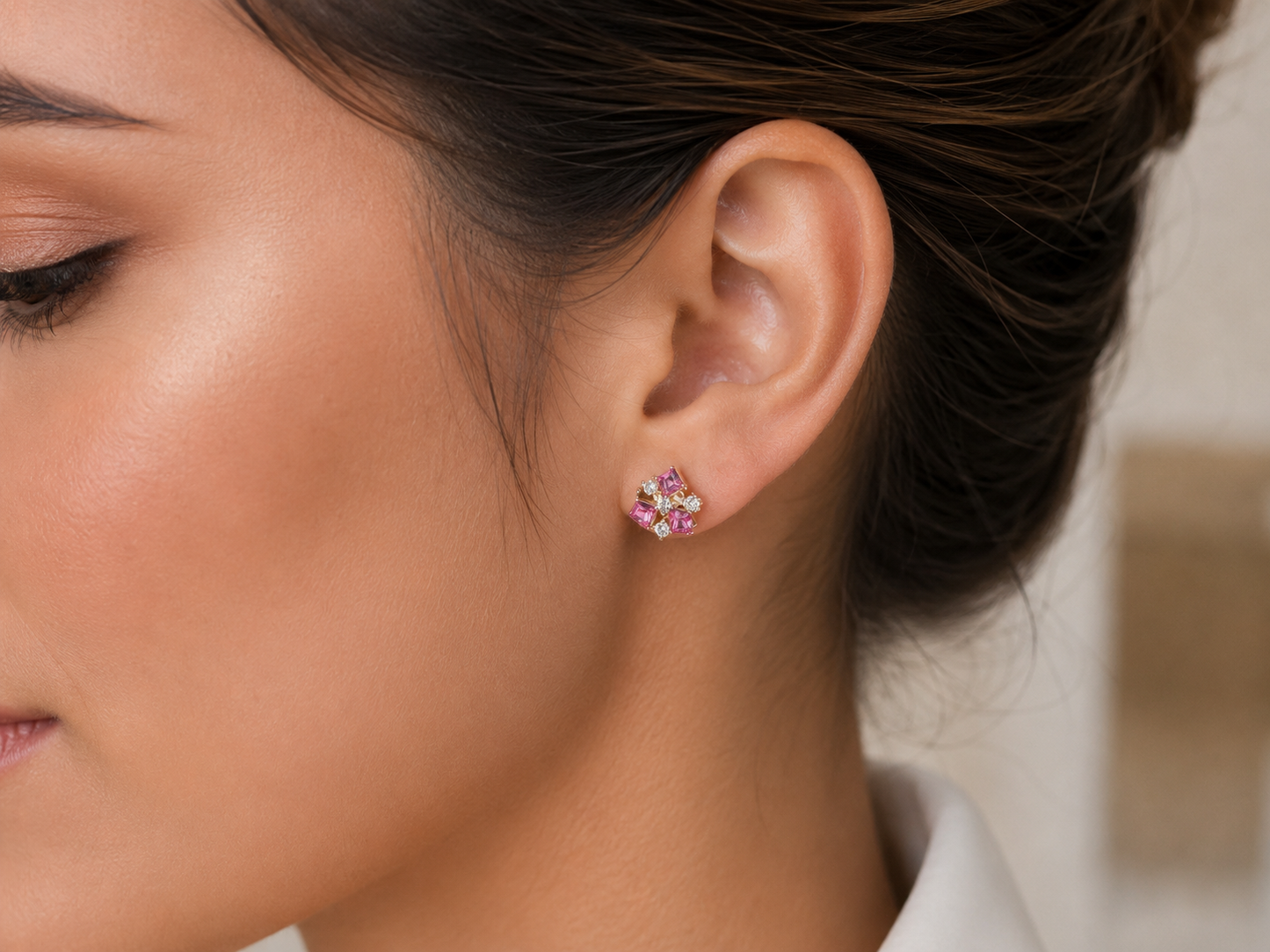 Aretes Celestia Pink(Cristal Swarovski)
