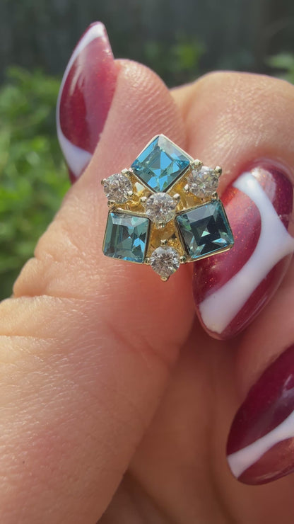 Aretes Celestia Blue(Cristal Swarovski)